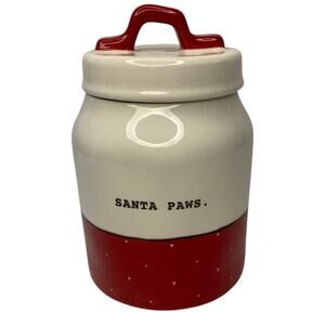 RAE DUNN SANTA PAWS COOKIE JAR, DOG SNACK JAR, STORAGE JAR